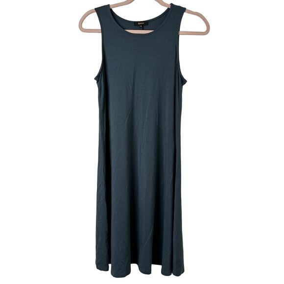 Md Quince A-Line Sleeveless Tencel Jersey Swing Dress Dark Olive Chic Comfy Eco - Picture 1 of 5